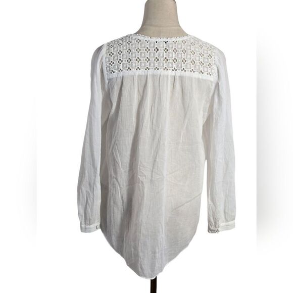 J. Crew White Cotton Boho Peasant Top - Picture 4 of 7